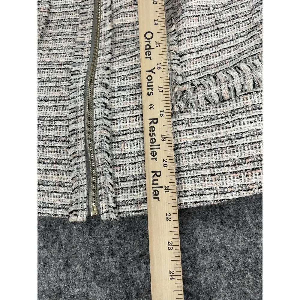 Karl Lagerfeld Blazer Jacket Women 6 White Full Zip Sport Coat Long Sleeve N299